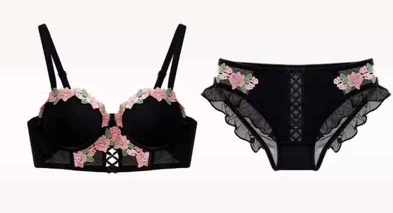 Conjunto Lingerie Vintage Floral YUQI – Delicadeza, Conforto e Elegância Retrô