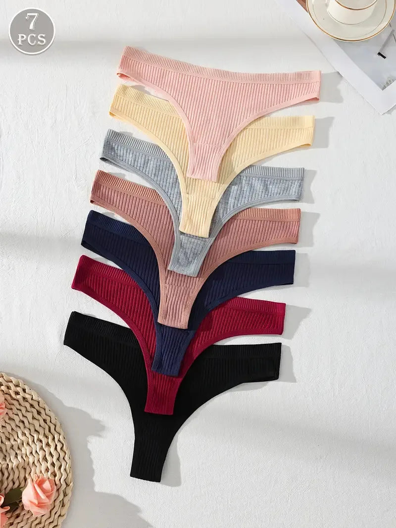 Kit 7 Calcinhas Femininas Tanga – Algodão Macio, Estilo Moderno e Conforto Absoluto
