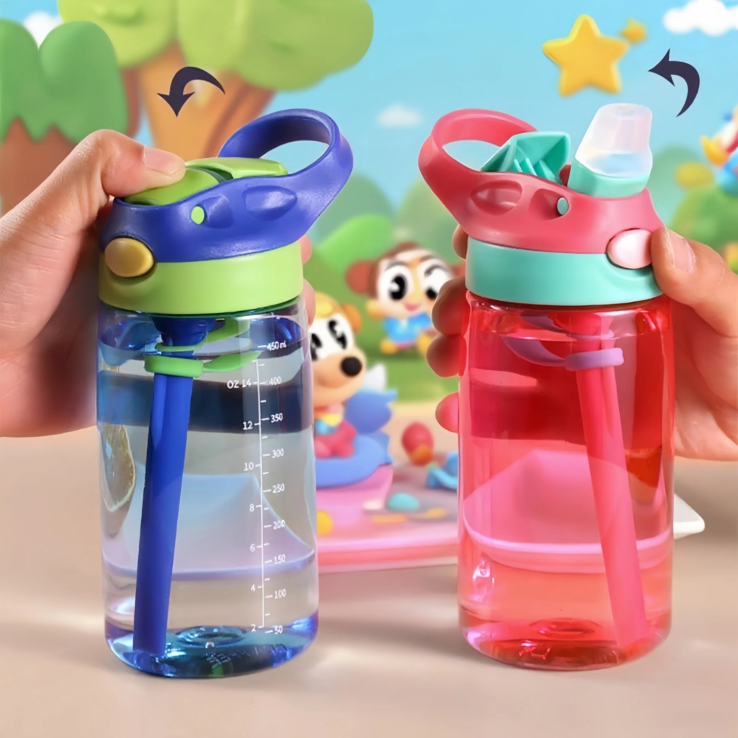 Garrafa Infantil 480ML Antivazamento – Perfeita para Água, Suco e Passeios!