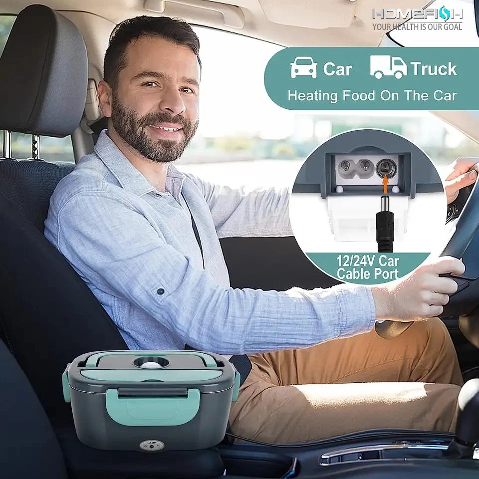 Marmita Elétrica HOMEFISH 1,5 L 60W – Aquecedor Portátil de Alimentos para Casa ou Carro, Inox 304 à Prova de Vazamento