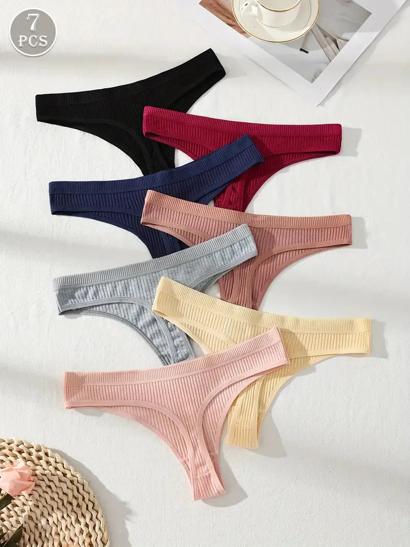 Kit 7 Calcinhas Femininas Tanga – Algodão Macio, Estilo Moderno e Conforto Absoluto